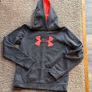 Under Armour Kids Charcoal Hoodie with coral Logo